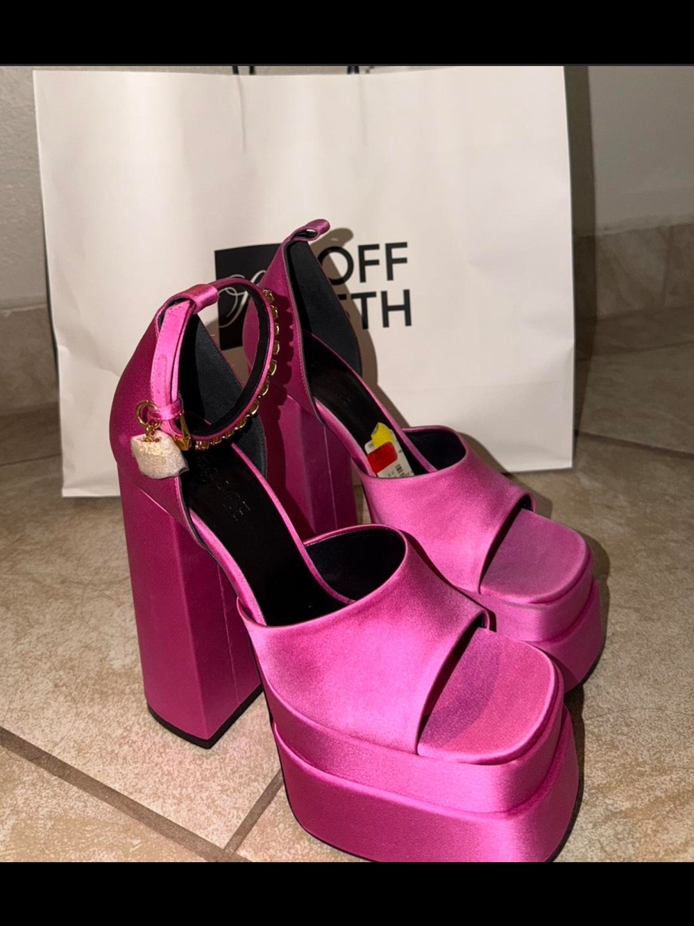 Versace Hot Pink Satin Platform Open-Toe Heels